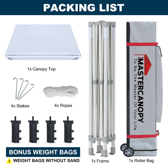 Mastercanopy Lite-30 Commercial Canopy Tent Instant Shelter - 10x10, 10x15, 10x20