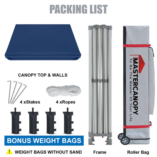 Mastercanopy Lite-30 Commercial Canopy Tent with Sidewalls - 10x10, 10x15, 10x20