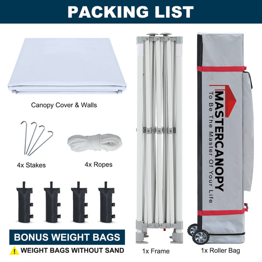 Mastercanopy Core-35 Premium Heavy Duty Instant Canopy Tent with Sidewalls - 10x10, 10x15, 10x20