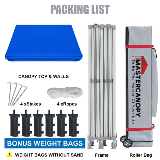 Mastercanopy Lite-30 Commercial Canopy Tent with Sidewalls - 10x10, 10x15, 10x20