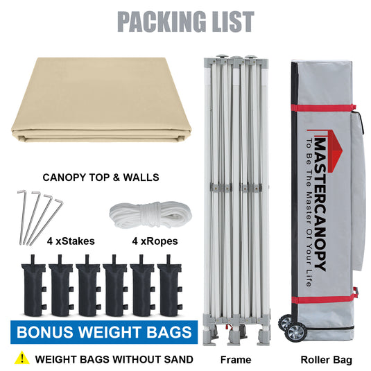 Mastercanopy Lite-30 Commercial Canopy Tent with Sidewalls - 10x10, 10x15, 10x20