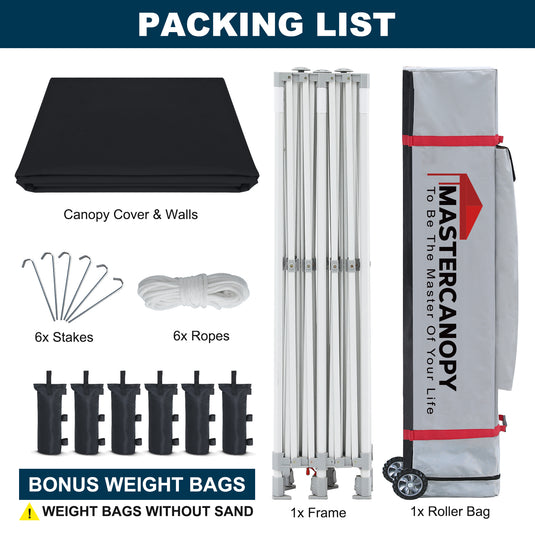 Mastercanopy Core-35 Premium Heavy Duty Instant Canopy Tent with Sidewalls - 10x10, 10x15, 10x20