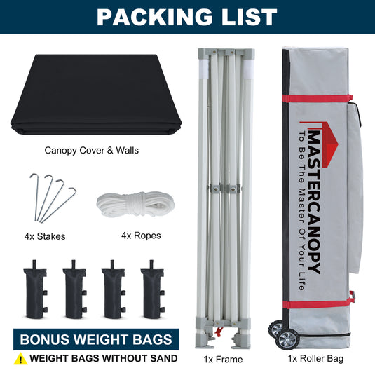 Mastercanopy Core-35 Premium Heavy Duty Instant Canopy Tent with Sidewalls - 10x10, 10x15, 10x20