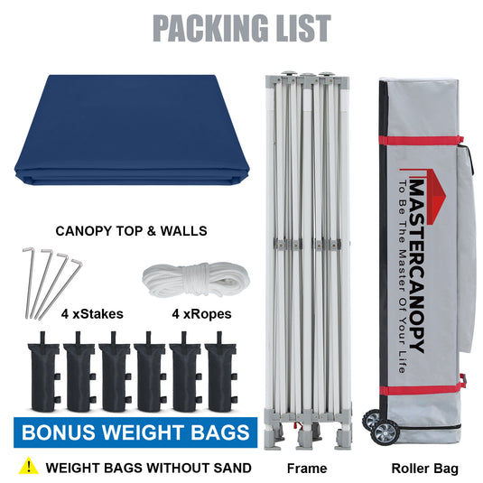 Mastercanopy Lite-30 Commercial Canopy Tent with Sidewalls - 10x10, 10x15, 10x20