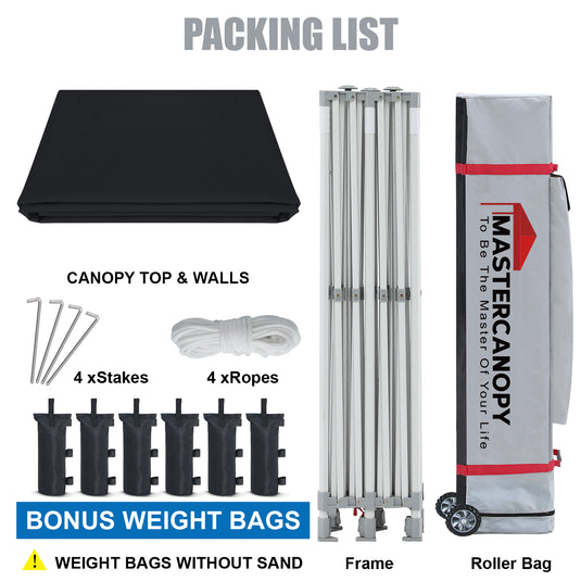 Mastercanopy Lite-30 Commercial Canopy Tent with Sidewalls - 10x10, 10x15, 10x20