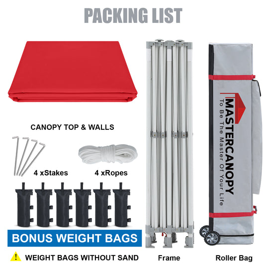 Mastercanopy Lite-30 Commercial Canopy Tent with Sidewalls - 10x10, 10x15, 10x20