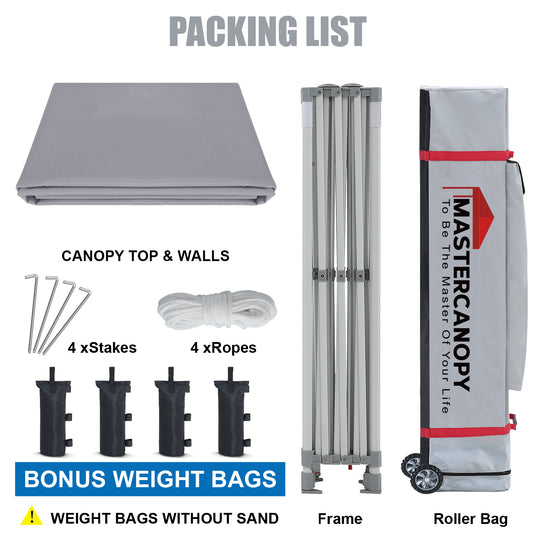 Mastercanopy Lite-30 Commercial Canopy Tent with Sidewalls - 10x10, 10x15, 10x20