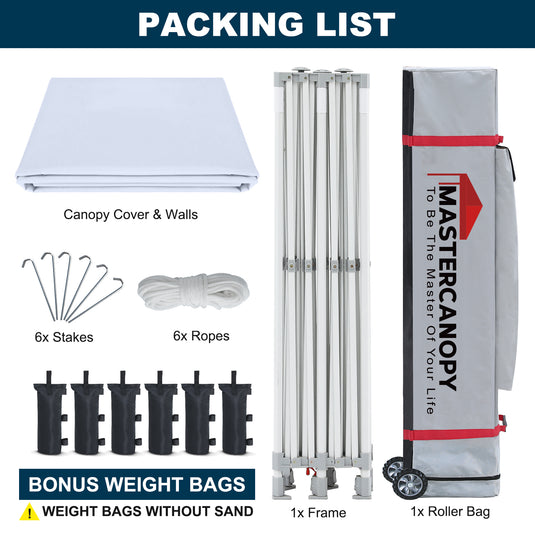 Mastercanopy Core-35 Premium Heavy Duty Instant Canopy Tent with Sidewalls - 10x10, 10x15, 10x20