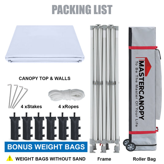 Mastercanopy Lite-30 Commercial Canopy Tent with Sidewalls - 10x10, 10x15, 10x20