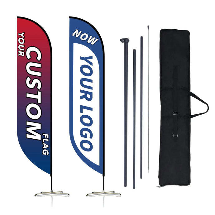 Custom Feather Blade Teardrop Rectangle Flag Full Set 8 FT, 10 FT, 12 FT