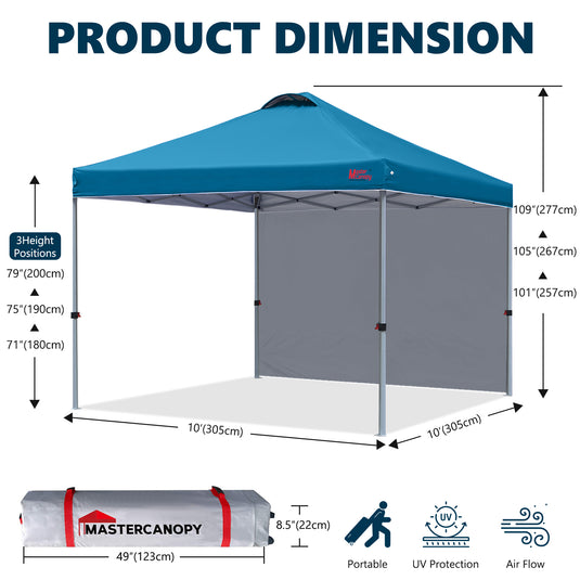 Leisure Sports Durable Pop-Up Canopy Tent with Sidewall - 8x8, 10x10