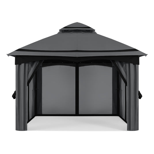 8x8/10x10/x10x12 Outdoor Double Soft-Top Patio Gazebo with Mosquito Netting