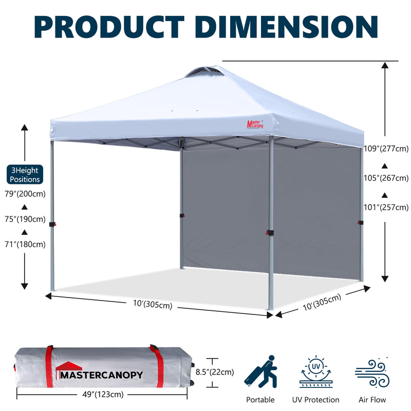 Load image into Gallery viewer, Leisure Sports Durable Ez Pop-Up Canopy Tent with One Sidewall - 8x8, 10x10, 12x12
