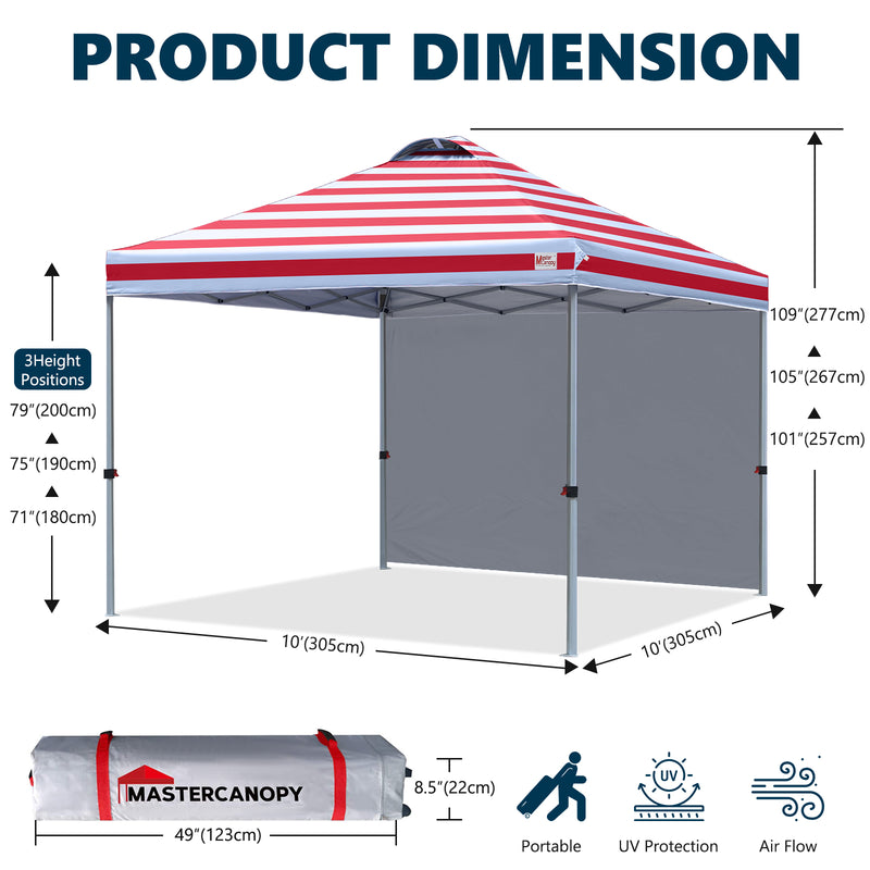 Load image into Gallery viewer, Leisure Sports Durable Ez Pop-Up Canopy Tent with One Sidewall - 8x8, 10x10, 12x12
