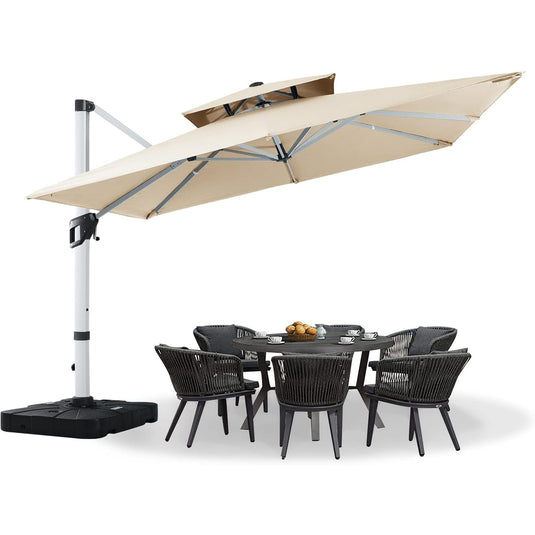 MASTERCANOPY Cantilever Patio Umbrella  Square Hanging with Double Layer Top