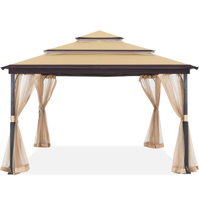 12x12 Soft Top Outdoor Garden Gazebo for Patios with Mosquito Netting