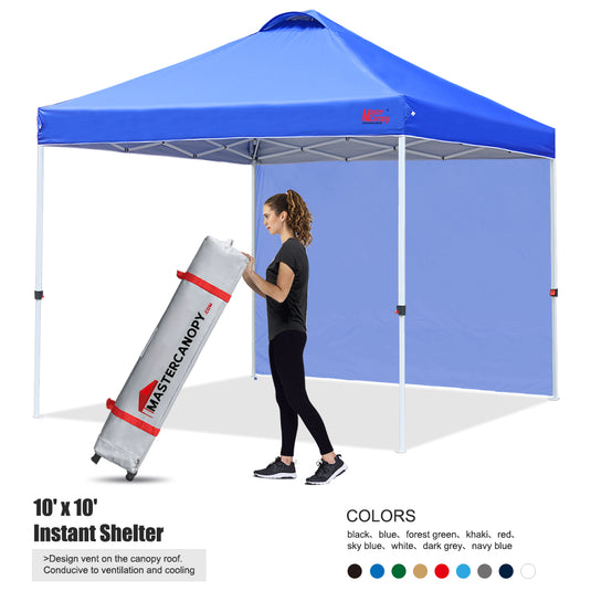 Leisure Sports 10x10/12x12 Durable Ez Pop-up Canopy Tent with 1 Sidewall