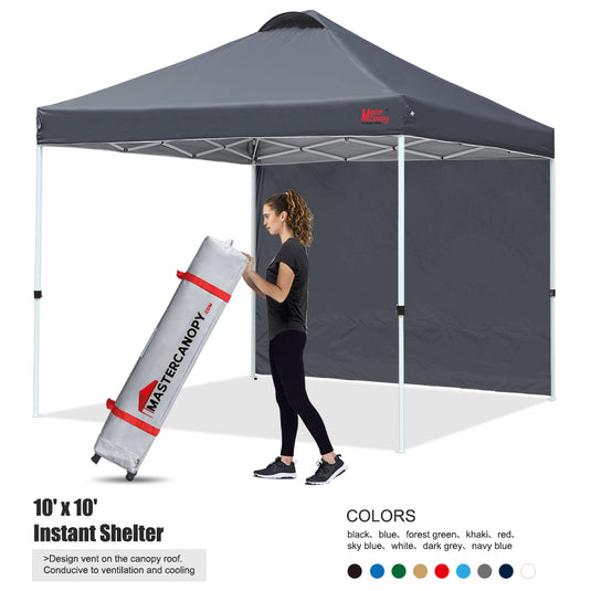 Leisure Sports 10x10/12x12 Durable Ez Pop-up Canopy Tent with 1 Sidewall