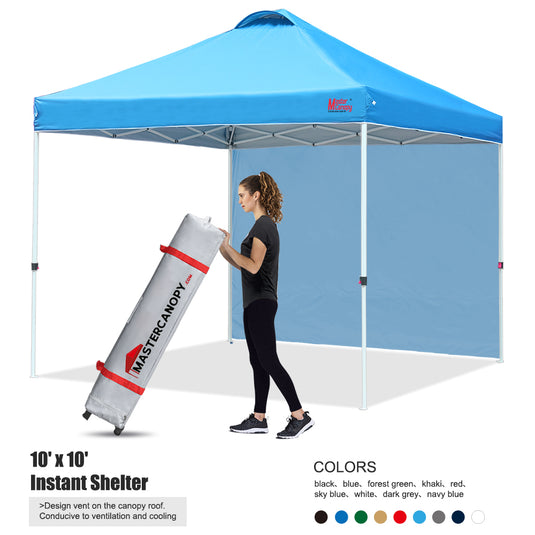 Leisure Sports 10x10/12x12 Durable Ez Pop-up Canopy Tent with 1 Sidewall