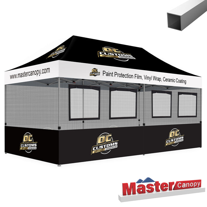 Custom Canopy Food Booth with Serving Windows & Mesh