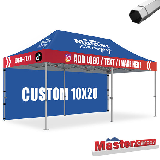 Mastercanopy Lite-30/Core-35 10x20 Custom Canopy Tent Personalized Tent with 1 Sidewall