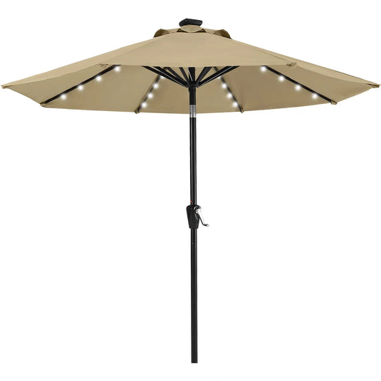 MASTERCANOPY Patio Umbrella with 32 Solar LED Lights 6/8 Ribs-CA