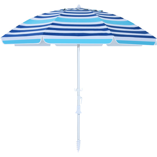 8Ribs Beach Umbrella Windproof 50+ UV Protection,with 3 Sandbags and 1 Carry Bag