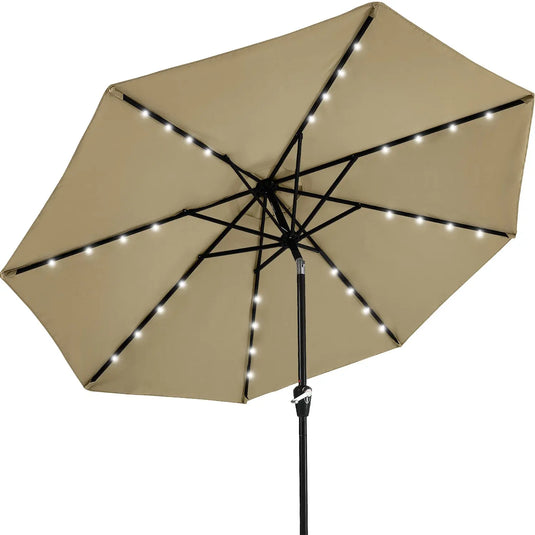 MASTERCANOPY Patio Umbrella with 32 Solar LED Lights 6/8 Ribs-CA