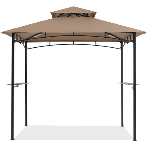 8x5 Grill Gazebo Outdoor BBQ Gazebo Canopy with 2 LED Lights-CA