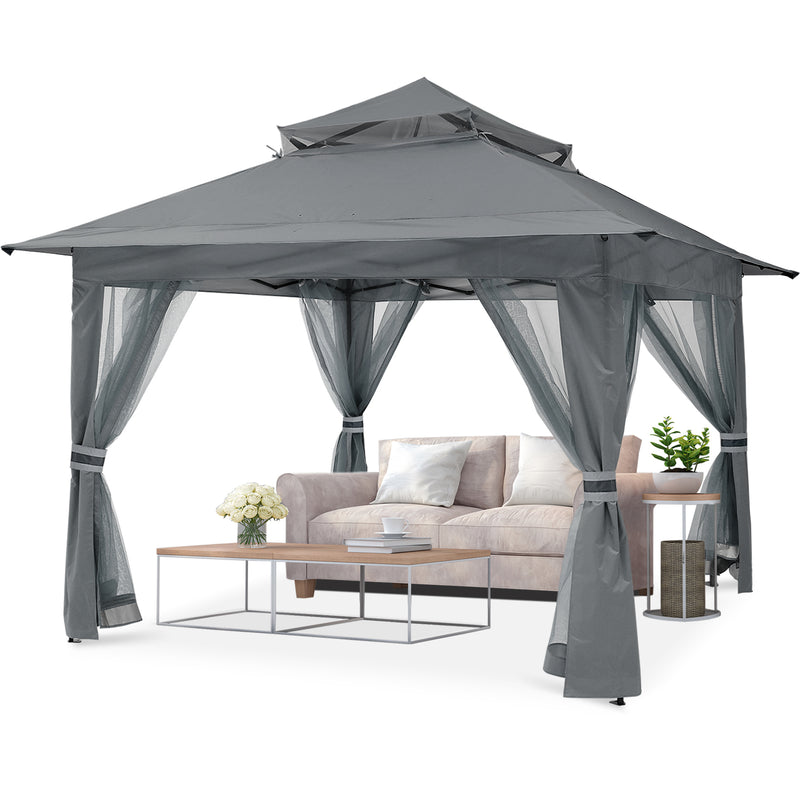 Load image into Gallery viewer, 13x13 Patio Gazebo Outdoor Pop Up Gazebo with Mesh Walls
