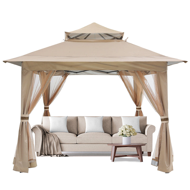 Load image into Gallery viewer, 11x11/13x13 Patio Gazebo Outdoor Pop Up Gazebo with Mesh Walls
