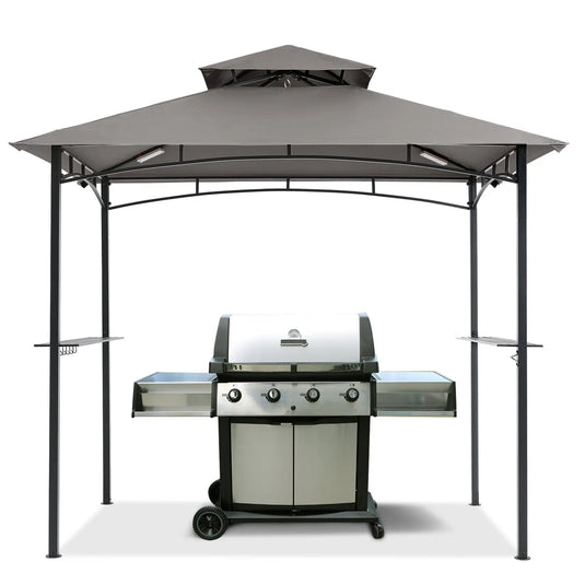 8x5 Grill Gazebo Outdoor BBQ Gazebo Canopy with 2 LED Lights-CA