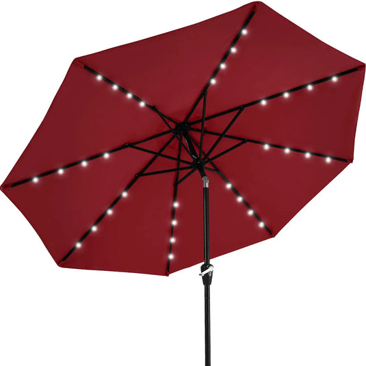 MASTERCANOPY Patio Umbrella with 32 Solar LED Lights 6/8 Ribs-CA