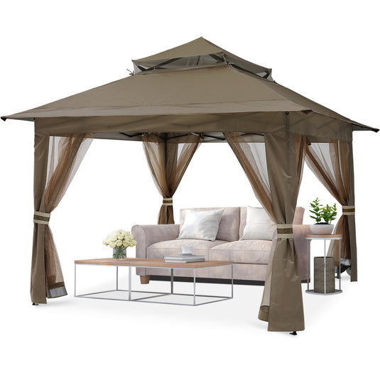 13x13 Patio Gazebo Outdoor Pop Up Gazebo with Mesh Walls