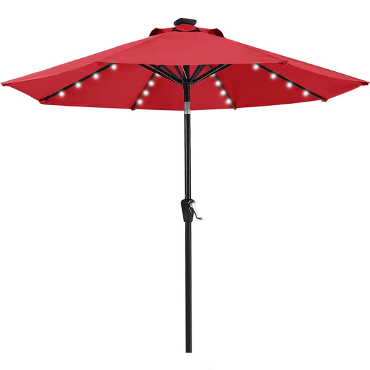 MASTERCANOPY Patio Umbrella with 32 Solar LED Lights 6/8 Ribs-CA