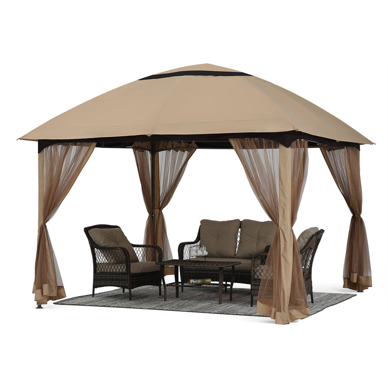 Load image into Gallery viewer, 11x11/10x12 Soft Top Outdoor Garden Gazebo for Patios with Netting Walls
