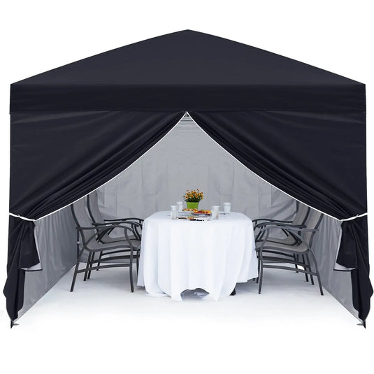 Leisure Sports 10x10 Pop Up Canopy Tent with Church Window Sidewalls-CA
