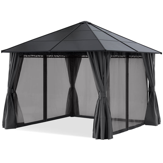 10x10 Outdoor Hardtop Gazebo Aluminum Frame Polycarbonate Top Canopy