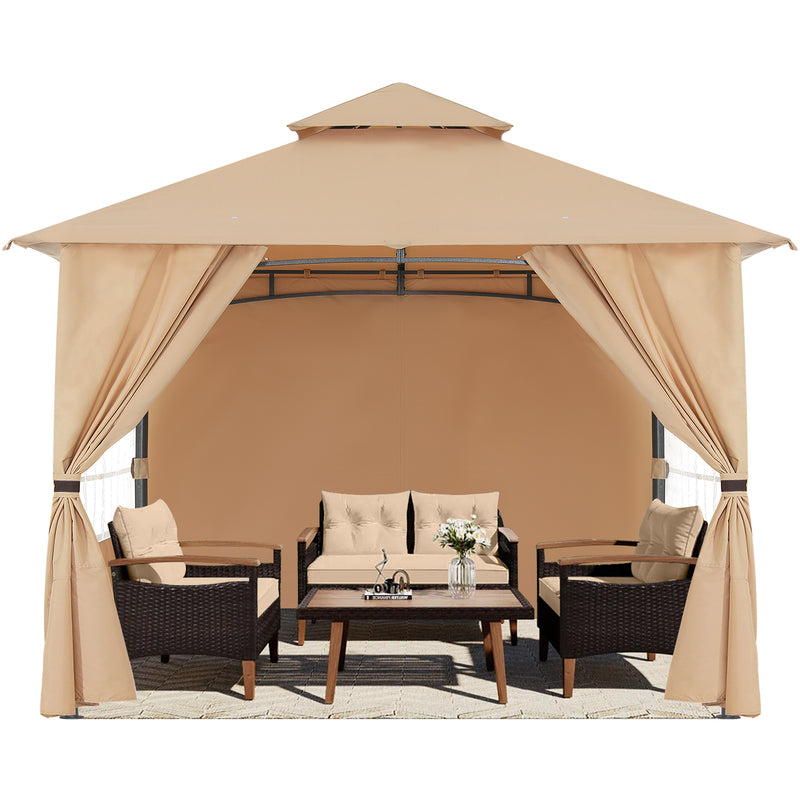 Load image into Gallery viewer, 9x9/10x12/11x11 Patio Outdoor Gazebo Steel Frame with Windows Curtains
