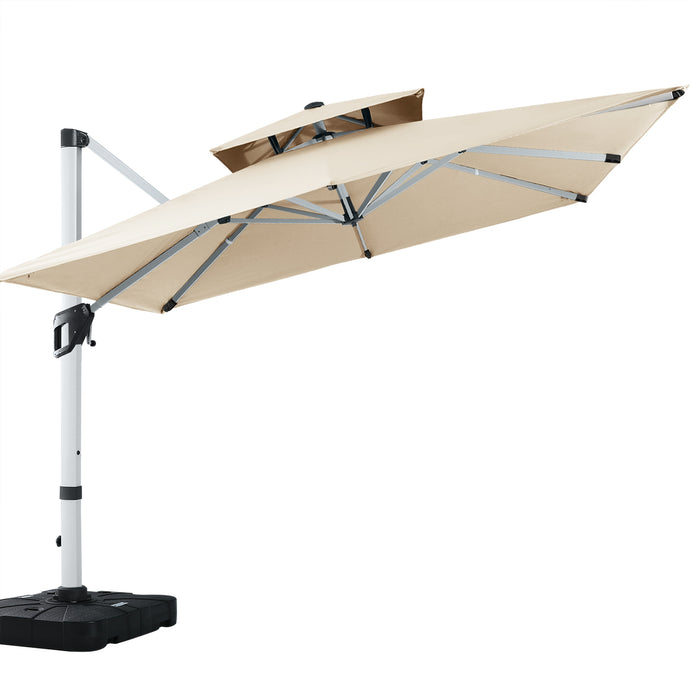 MASTERCANOPY Cantilever Patio umbrella  Square Hanging with Double Layer Canopy