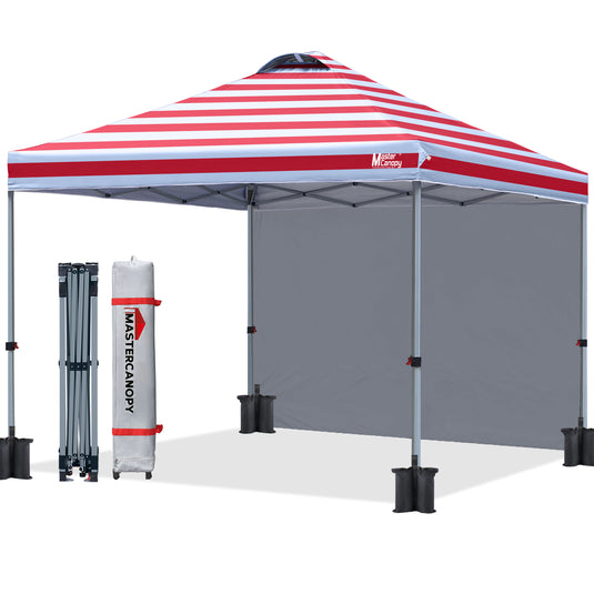 Leisure Sports Durable Ez Pop-Up Canopy Tent with One Sidewall - 8x8, 10x10, 12x12