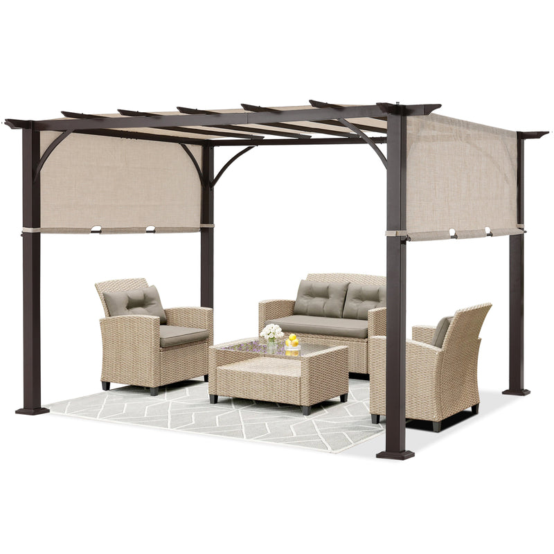 Load image into Gallery viewer, 10x12 Outdoor Pergola Retractable Sun Shade Canopy Patio  Gazebo
