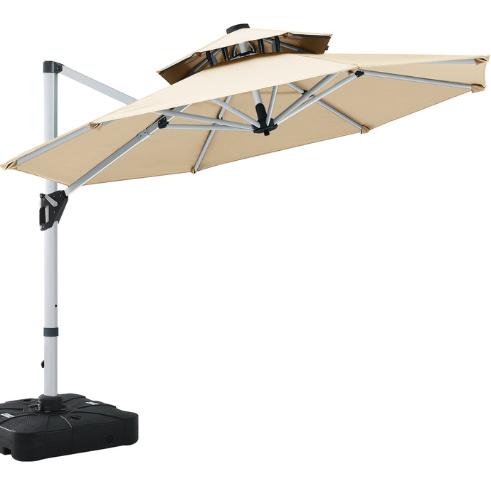 MASTERCANOPY Cantilever Patio umbrella Round Hanging with Double Layer Canopy