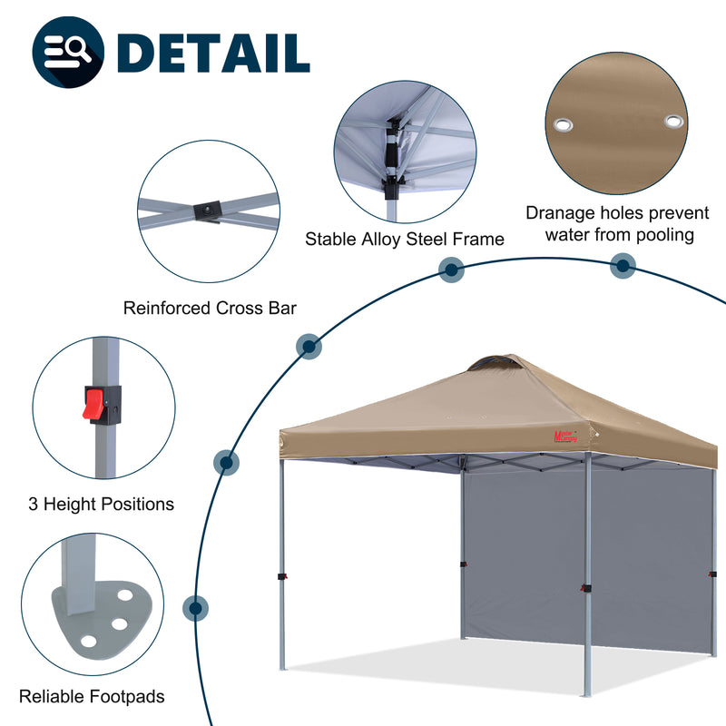 Load image into Gallery viewer, Leisure Sports Durable Ez Pop-Up Canopy Tent with One Sidewall - 8x8, 10x10, 12x12

