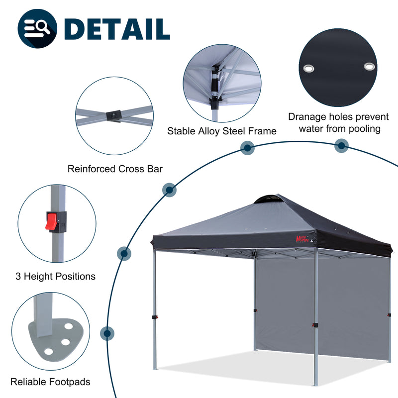 Load image into Gallery viewer, Leisure Sports Durable Ez Pop-Up Canopy Tent with One Sidewall - 8x8, 10x10, 12x12
