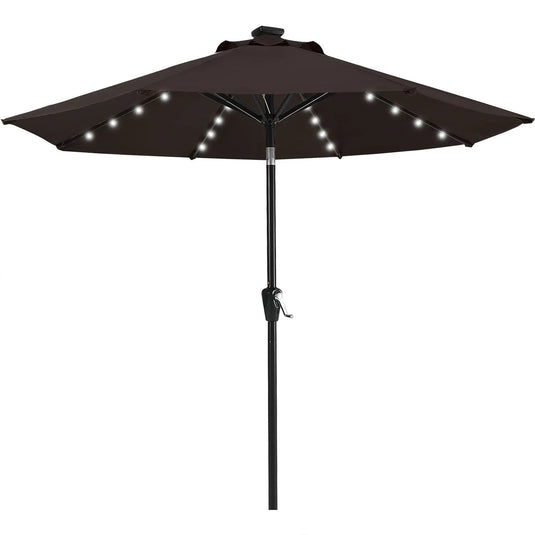 MASTERCANOPY Patio Umbrella with 32 Solar LED Lights 6/8 Ribs-CA