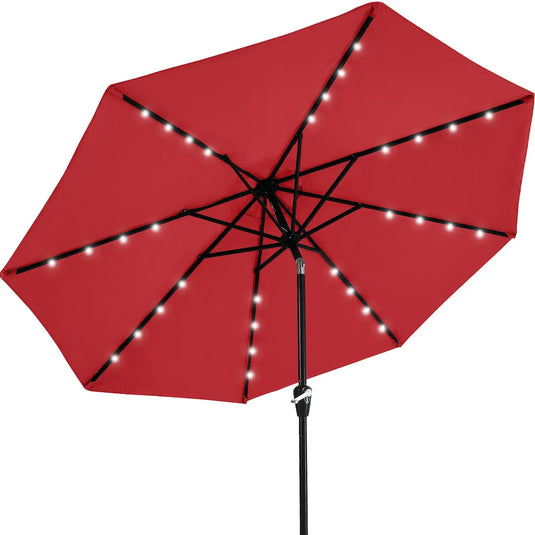 MASTERCANOPY Patio Umbrella with 32 Solar LED Lights 6/8 Ribs-CA