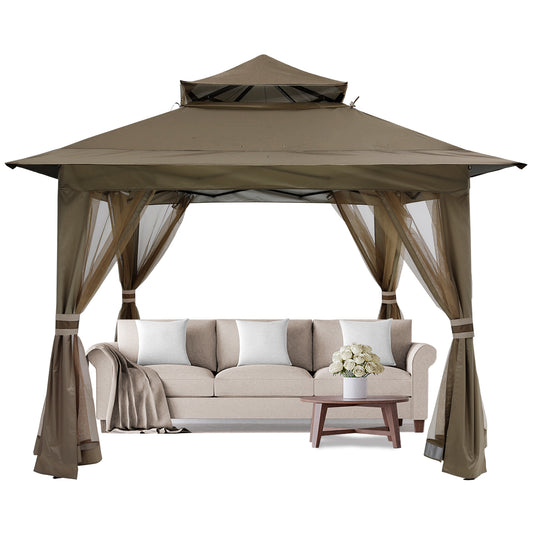 13x13 Patio Gazebo Outdoor Pop Up Gazebo with Mesh Walls