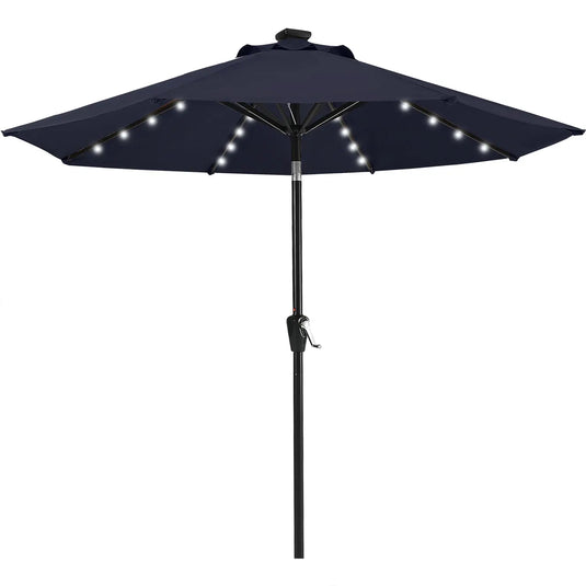 MASTERCANOPY Patio Umbrella with 32 Solar LED Lights 6/8 Ribs-CA