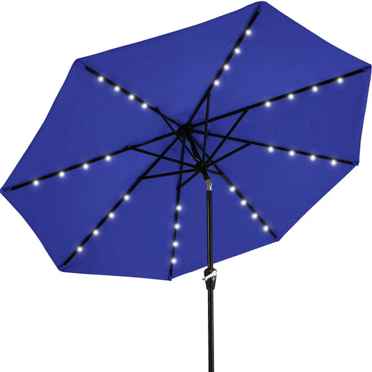 MASTERCANOPY Patio Umbrella with 32 Solar LED Lights 6/8 Ribs-CA